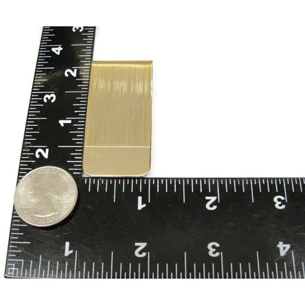 Vintage Engravable Gold Tone Money Clip Men Wallet ID Credit Card Holder